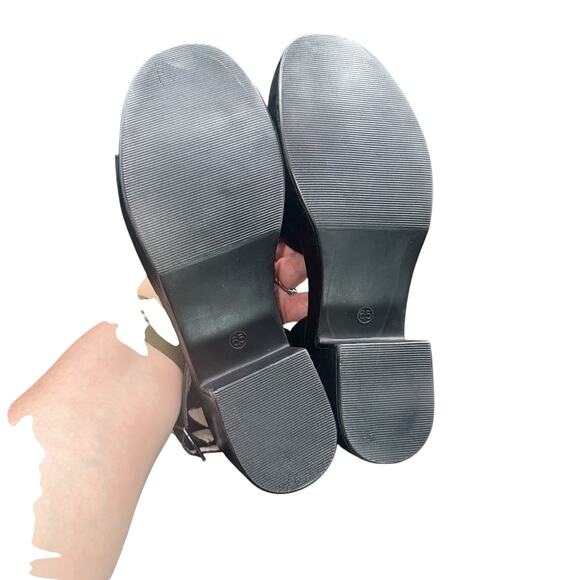 Seychelles Black Leather Platform Block Heel Sandals Ankle Strap 90s Style - Picture 4 of 10